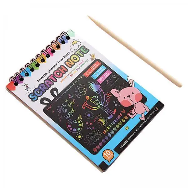 Scratch Painting Paper Note Card Drawing DIY Kids Art Craft Kits Educational Game for Children Activity