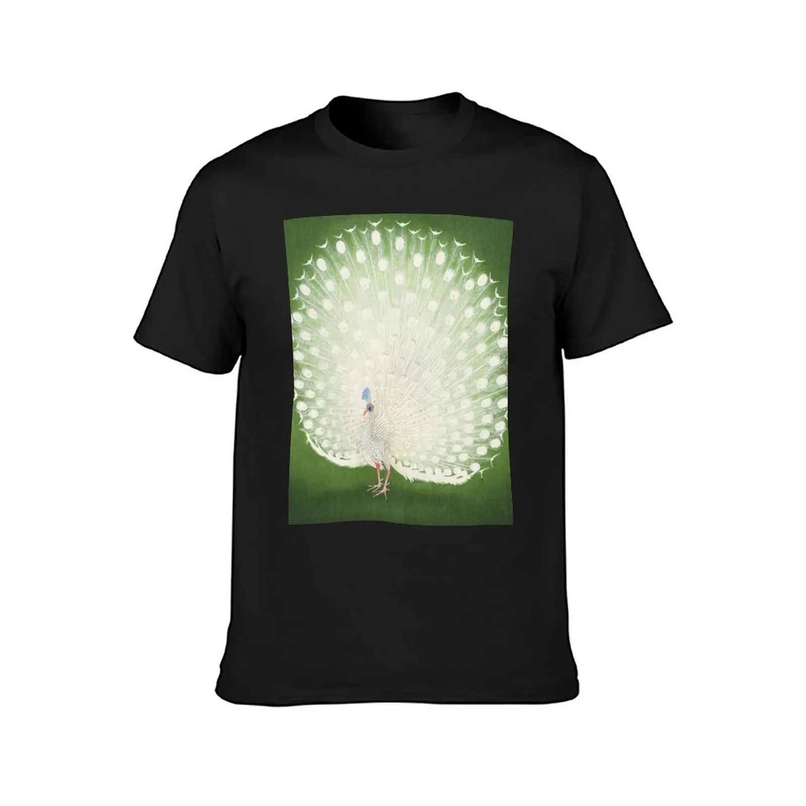 Japanese Woodblock Print of White Peacock by Ohara Koson T-Shirt Aesthetic clothing funnys for a boy sublime mens t shirts