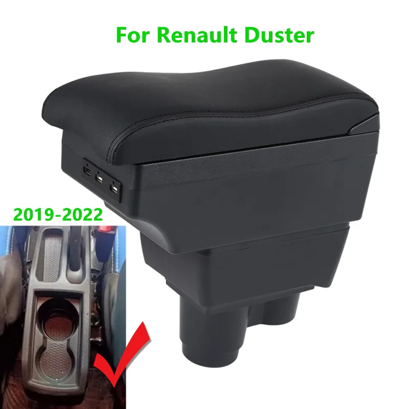 Car Armrest Box for Renault Duster for Dacia Duster 2019 2020 2021 2022 2023 Armrest Retrofit Parts Storage Box Dual Layer Usb