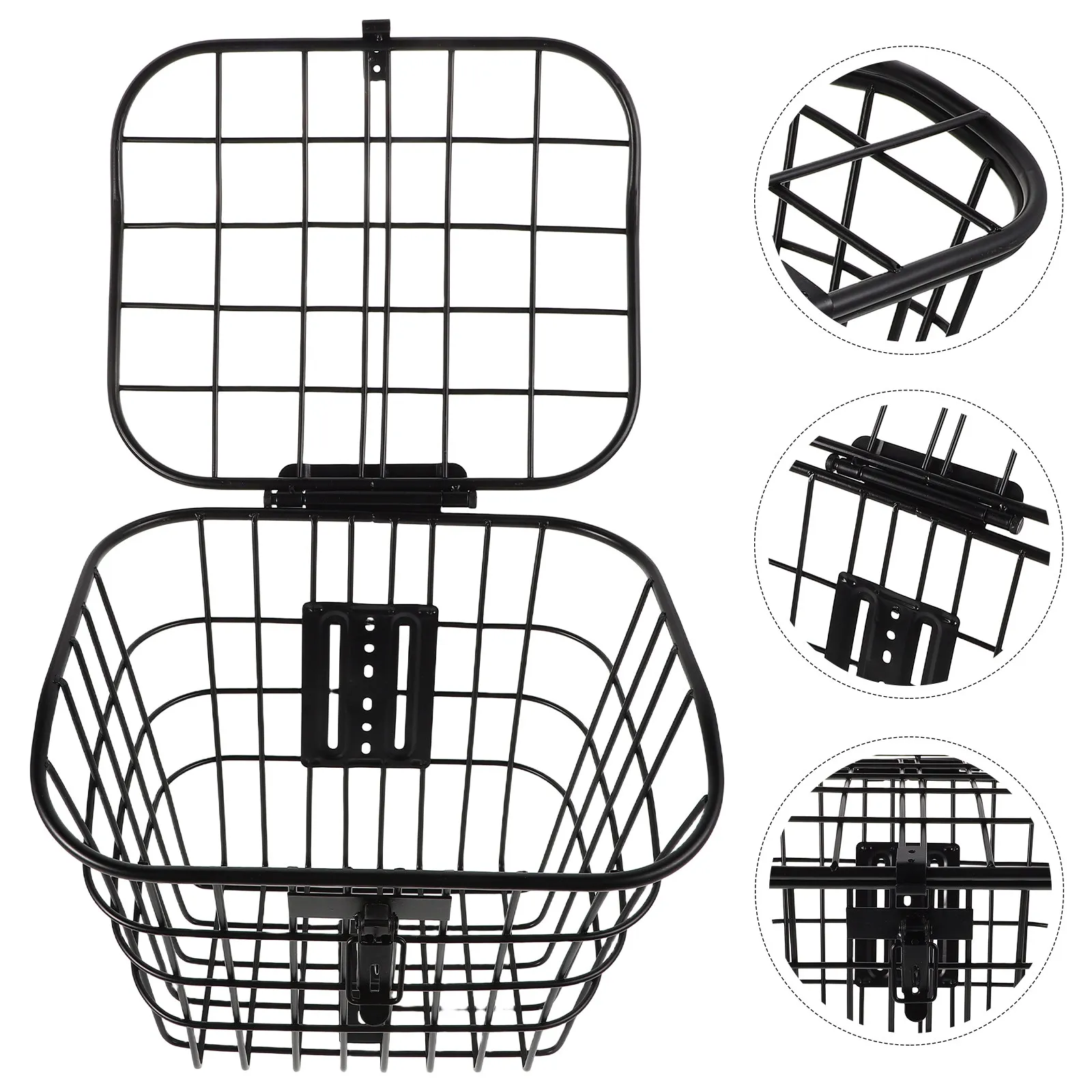

Wire Mesh Bicycle Basket Front Mount Detachable Heavy-Duty Cargo Carrier for Mountain Kids Electric Scooter Bikes Versatile