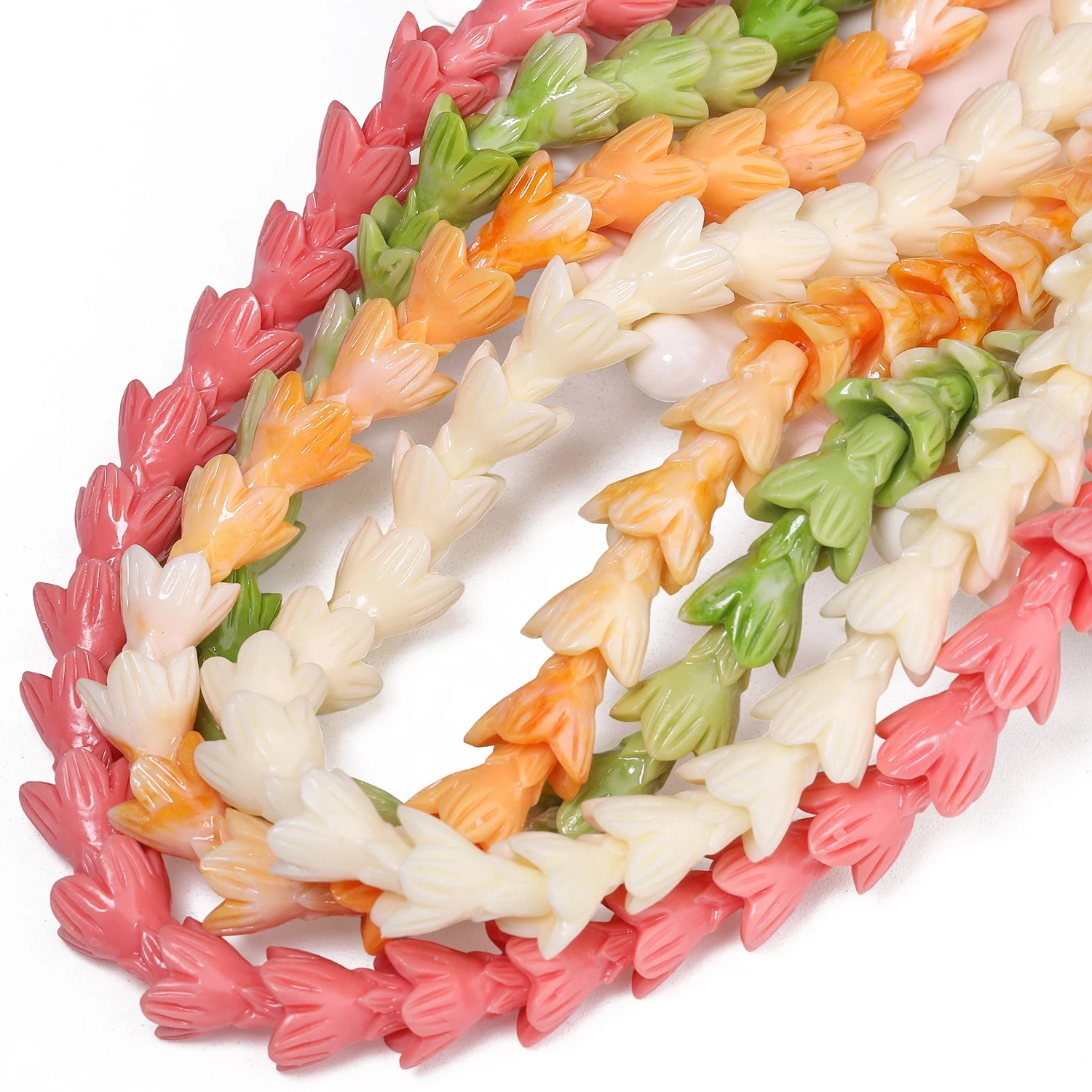 10x13mm Small Trumpet Shape Flower Beads Colorful Shell Powder Beads for Jewelry Making DIY Necklace Pendant