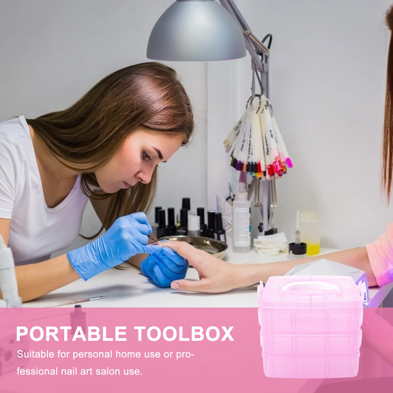 2 قطعة حاوية تخزين يدوية ثلاثية الطبقات صندوق أدوات مانيكير لمسمار الفن توريد المحمولة مسمار البولندية حقيبة للتخزين مانيكير #4