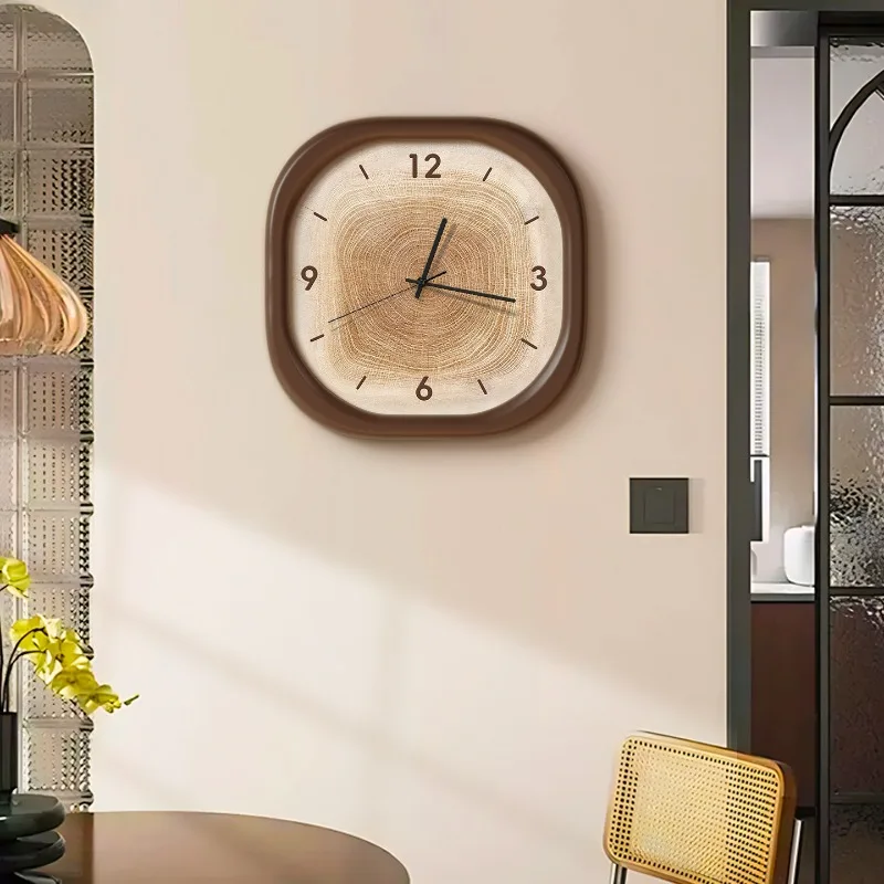 * New Mid-Century Modern Wall Clock, Solid Wood Circular Wall Clock for Living Room, Retro Home Decor