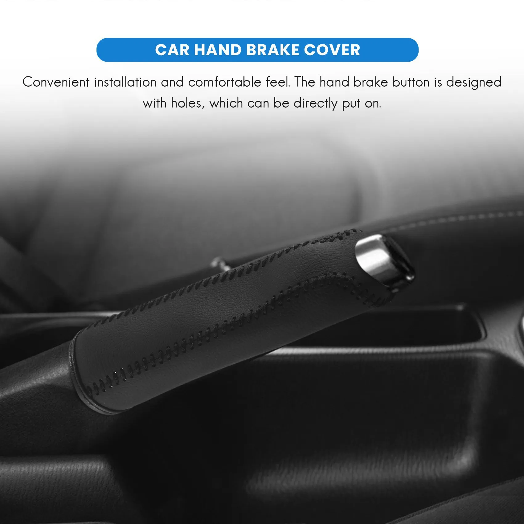 Leather Hand Brake Cover Protective Sleeve For / Accord / 8, Black + black line