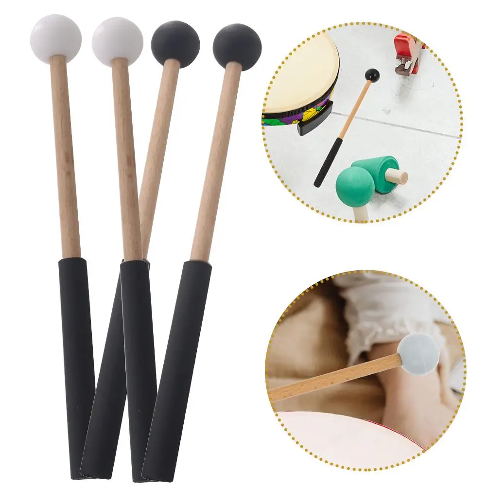 

2 Pairs Xylophone Hammer Marimba Mallets Drumsticks Percussion Wood Tongue Baby Wooden Rubber Durable Musical Instrument