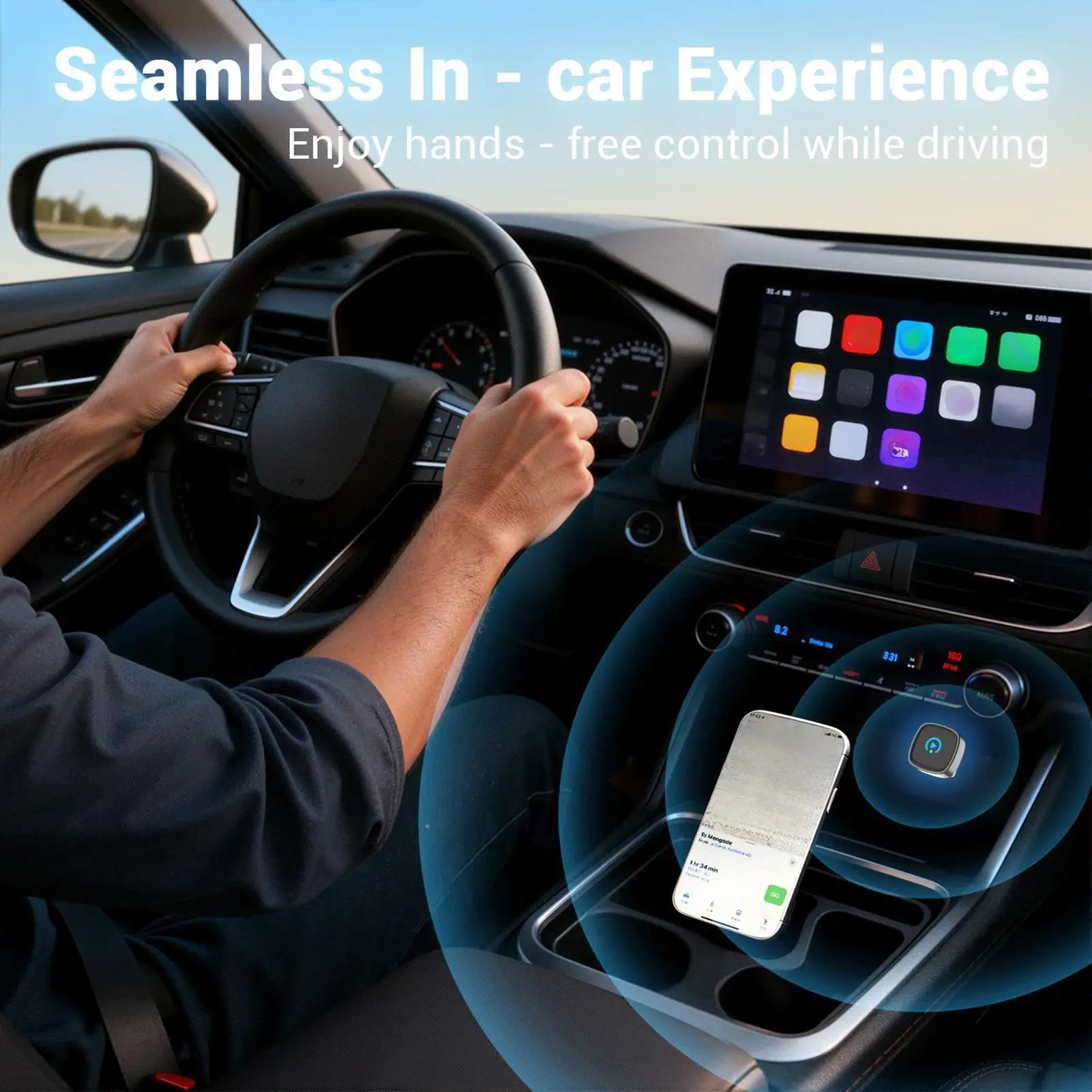 New 2 in 1 Wired to Wireless CarPlayAdapter, AndroidAuto Dongle, High-Quality Car Accessory Smart Box 5GHz WiFi Type-C/USB
