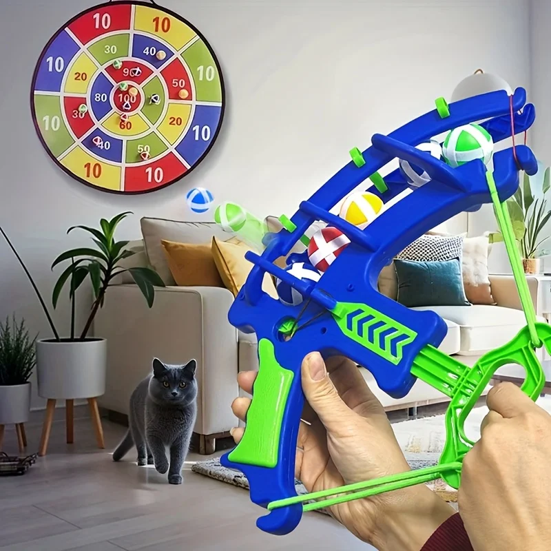 

2-in-1 Set, Large Dart Target+plastic Ball Launcher+adhesive Ball.bow and Sticky Ball Combo, Indoor/outdoor Game Set