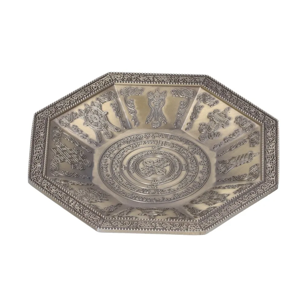 Decorative Alloy Burning Tray Cyan 12.6x12.6x1cm Fire Sacrificial Dish Sacrificial Dish Blessing Offering