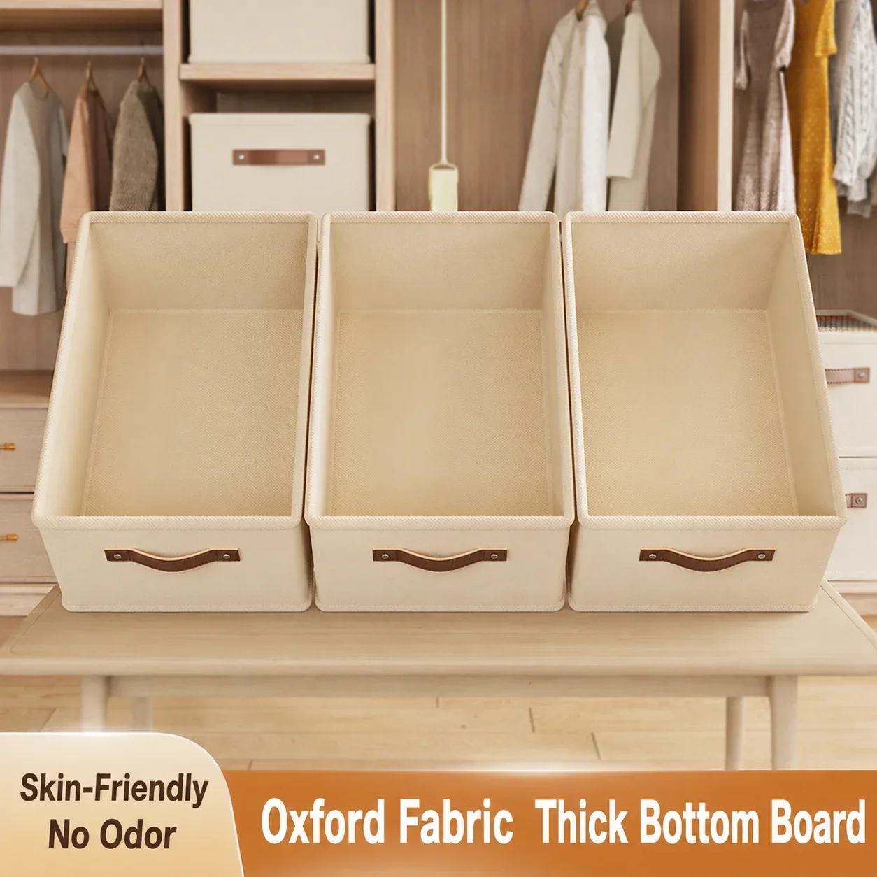 Closet Storage Basket Oxford Fabric Storage Box Large Capacity Drawer Organizer Clothes Foldable Wardrobe Container with Handle