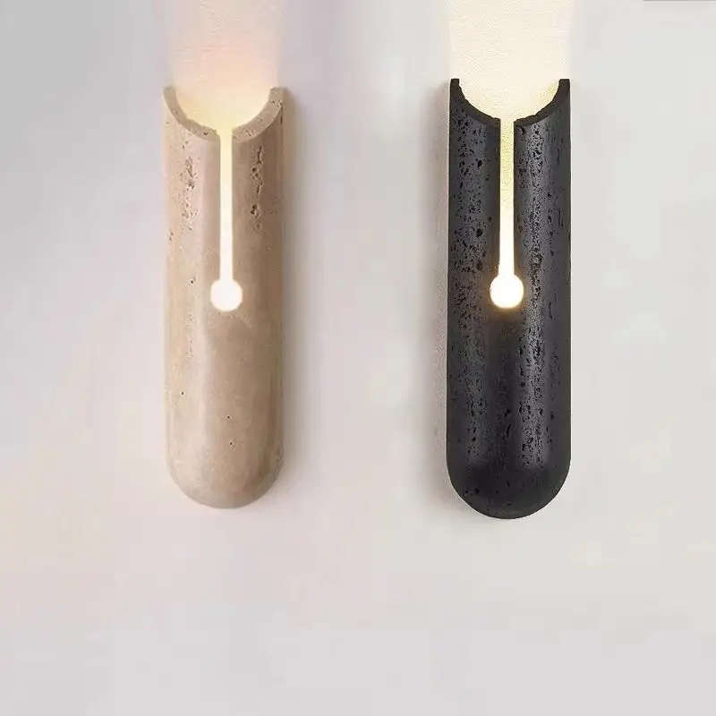 

Natural Travertine Wall Lamps Bedside LED Yellow Cave Stone Wall Lights Indoor Decoration Lighting Bedroom Living Room Aisle G9