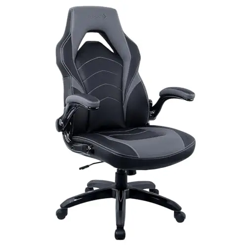 Emerge Vortex Gaming Chair, Adjustable Height, Swivel Black | Racing-style design with sturdy swivel base, ideal for