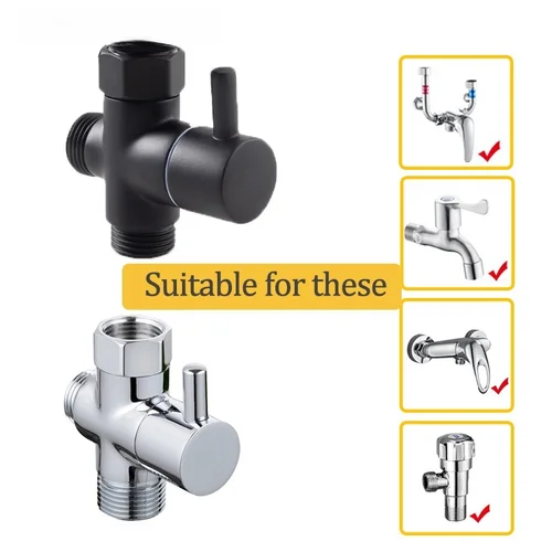 Imagen 2 del producto Válvula desviadora de cobre G1/2, segregador, separador de agua de 3 vías, adaptador en T para ducha, interruptor de grifo ajustable, accesorios de baño