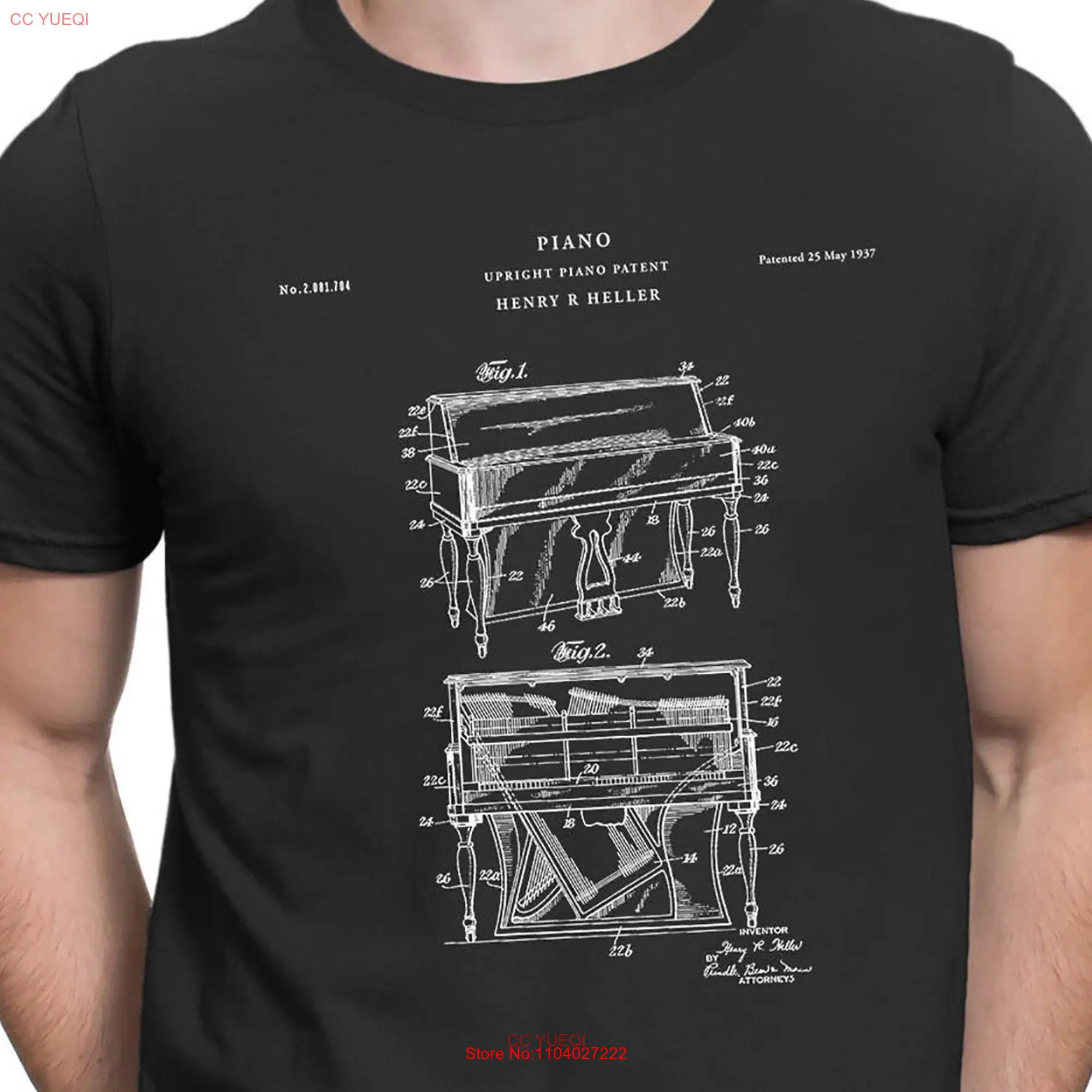 Steinway Piano T Shirt Player Teacher Pianist Musician Patent Art Print PT114 long or short sleeves