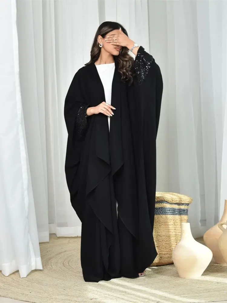 Ramadan Eid Zwarte Kimono Abaya Dubai Luxe Arabische Moslim Islam Kaftan Jurk Abaya Voor Vrouwen Kebaya Caftan Gewaad Femme Musulmane