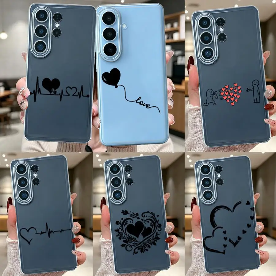 Case for Samsung Galaxy S26 Ultra S22 Note 10 20 S23 S24 FE S25 Plus S20 S25+ S10 S26+ S21 Clear Phone Cover Heart Silhouette