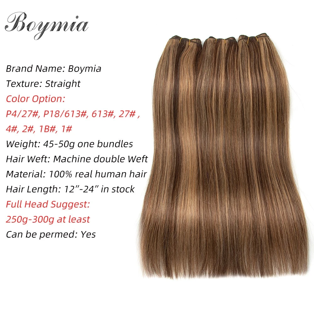 Highlight Bundles Straight Human Hair Bundle 12"-24" Honey Blonde P4 27 Virgin Remy Human Hair Bundles For Black Women 50g/pc