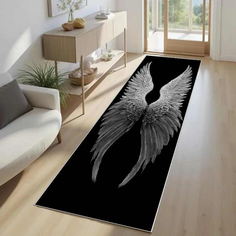 Skull Pattern Gothic Runner Rug Red Black Rose Decor Carpet Soft Non-Slip Art Home Decor Mat Hallway Living Room Bedside