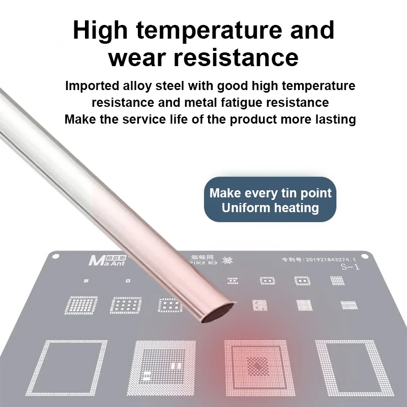 MaAnt BGA Reballing Stencil for SAMSUNG with Square Hole Fillet Design High Temperature Resistance Planting Tin Net