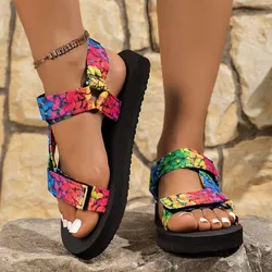 Sandali piatti Open Toe da donna di nuova moda sandali con plateau con cinturino alla caviglia per le donne scarpe da spiaggia Casual all'aperto Plus Size