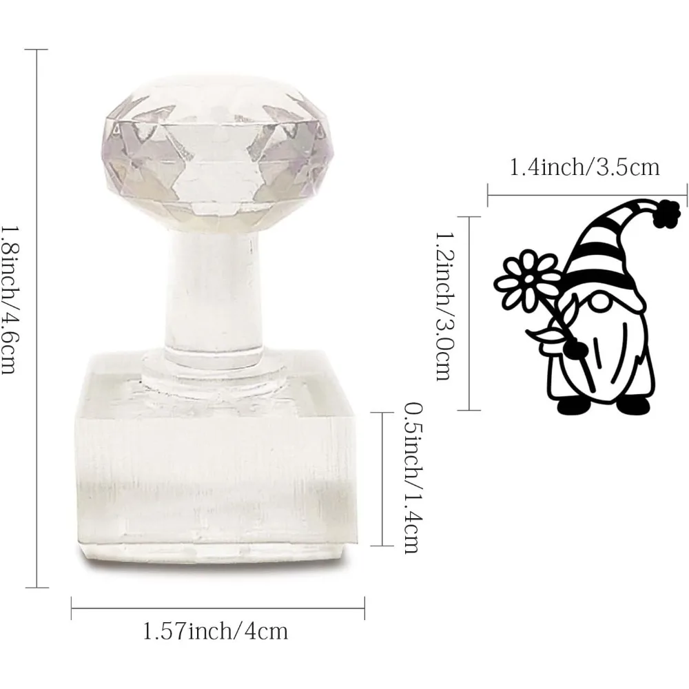 Handmade Soap Stamp Gnome Acrylic Clear Soap Chapter Imprint Embossing with Handle 1.57