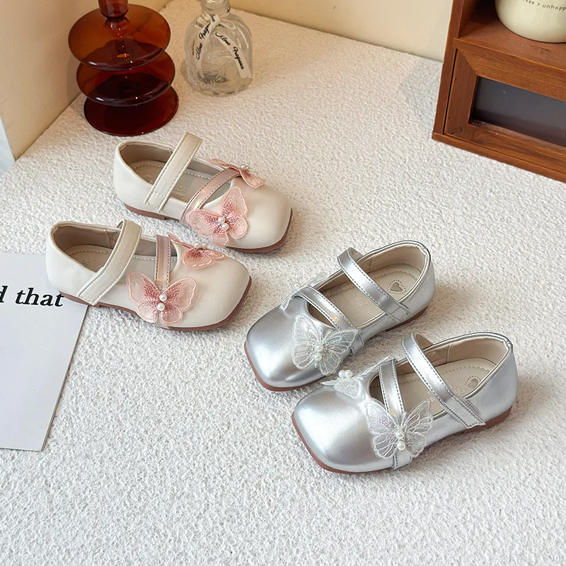 2026 new Girls Princess Shoes Kids Sweet Flats Performance Shoes Fashion Children's Leather Shoes for Party Wedding loafers