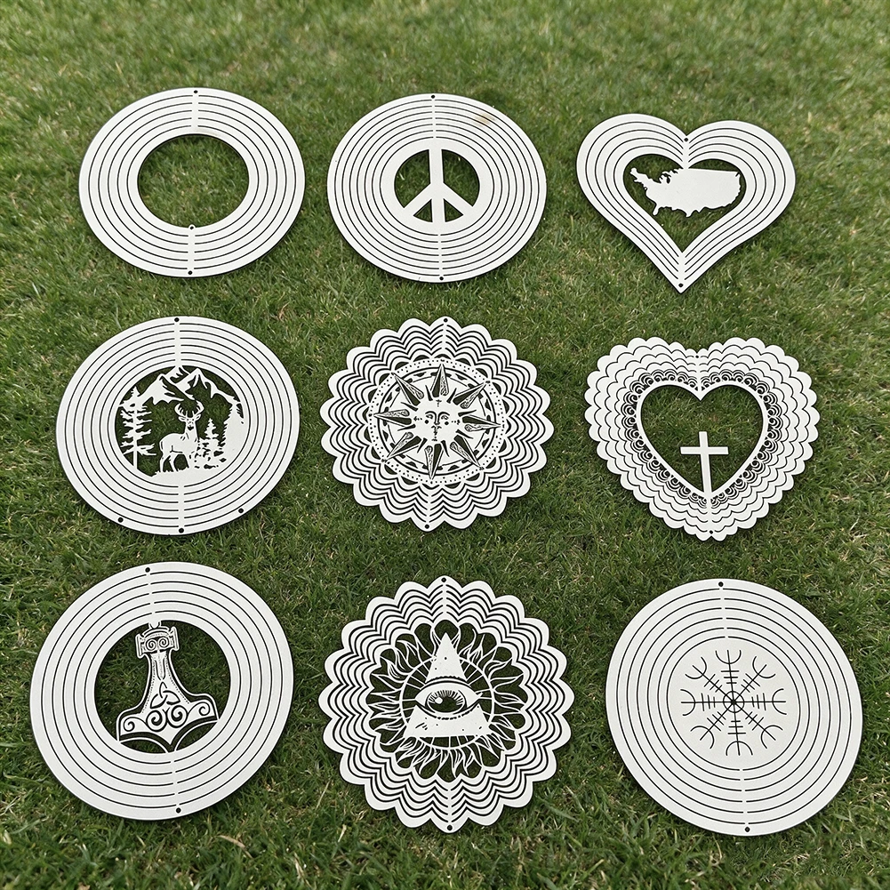 9/12pcs Wind Spinner Flowing-Light Mesmerizing Spinning Effect Mandala Garden Hanging Decor DIY Wind Chimes Suncatcher Making