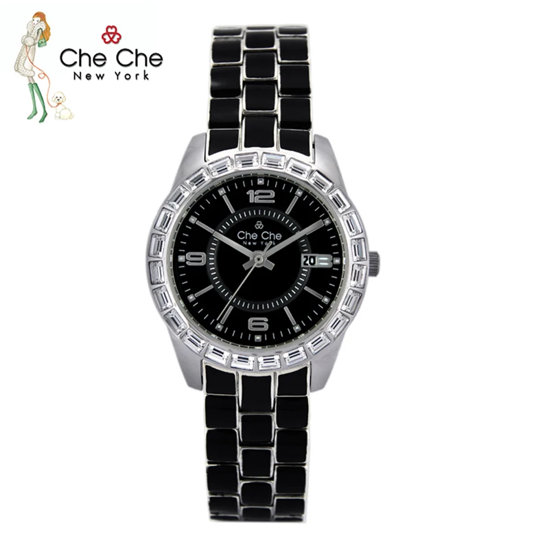 CHE CHE CC022 women's watch Gifts HK style rhinestone dazzling color full of diamonds temperament minimalist calendar function