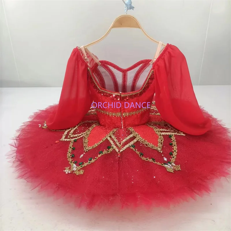 New Coming Custom Size 12 Layers Performance Wear Kids Girls Don Quijote Professional Red Ballet Tutu Costumes