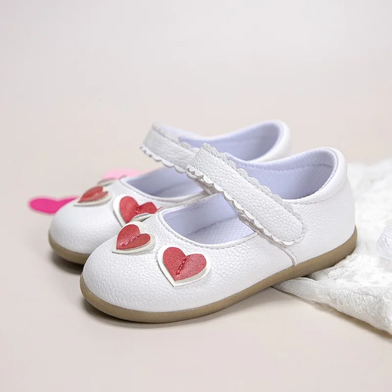 

New Girls' Walking Shoes Fashionable Little Leather Baby Girls' Children's Heart-shaped White Shoe Newborn Baby Boy