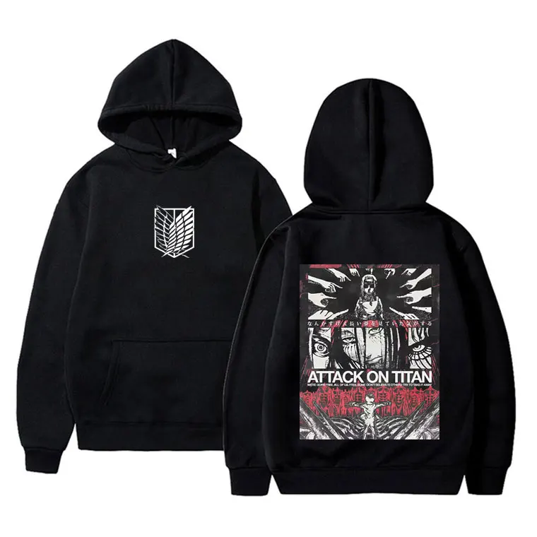 

Anime Attack on Titan Eren Jaeger Graphic Hoodie Men Women Cartoon Manga Merch Hooded Sweatshirt Male Oversized Pullover Hoodies