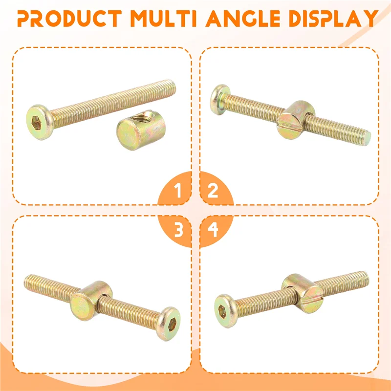 F-T Винты с шестигранной головкой под торцевой ключ Болты Мебельный болт с резьбой M 6X55 мм Бочковые гайки Крестообразный дюбель с прорезями Мебельная гайка для
