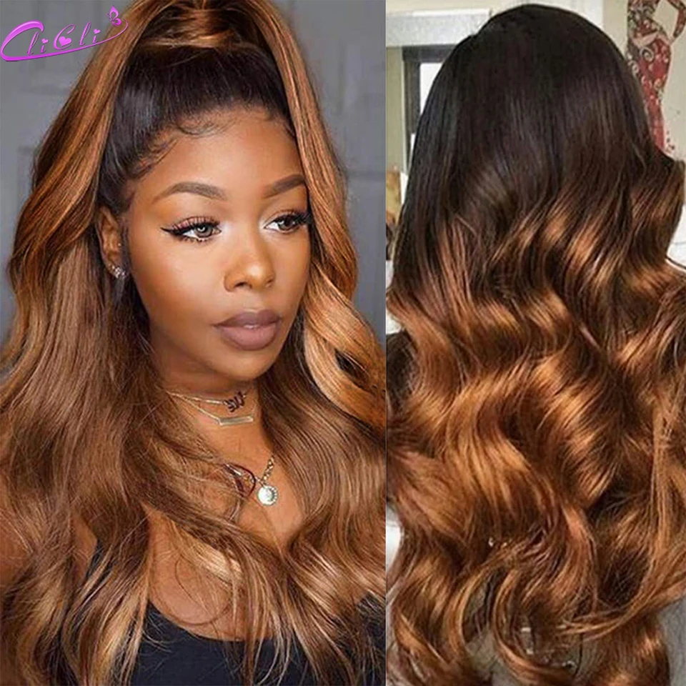 Lace Front Perucas para Mulheres, Ombre Cabelo Humano, Body Wave, Honey Loiro, Glueless, 13x4, Frontal, Body Wave, Pré-Venda, 13x4, 180%,