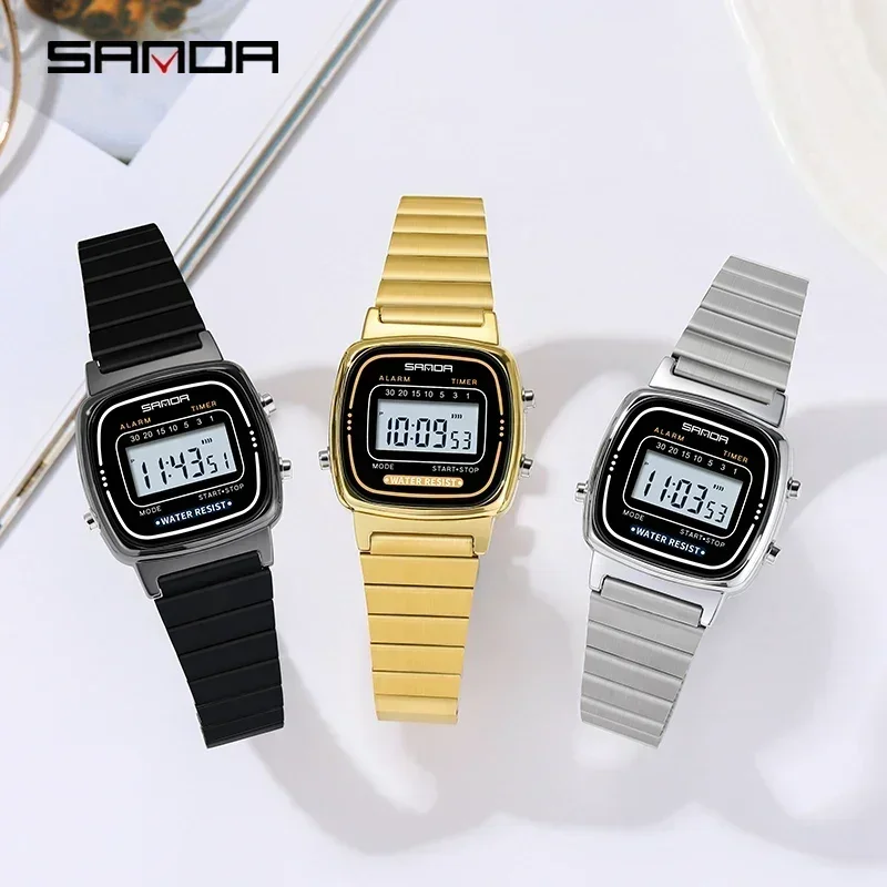 SANDA Top Women Classic Electronic Watch Fashion Female Elegant Clock Luxury Gift Watches Casual Waterproof Ladies Digital Watch