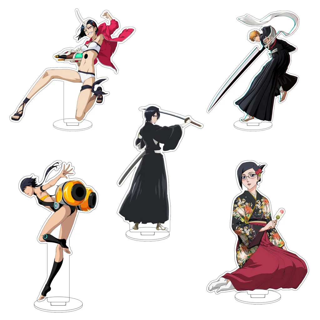 16CM Anime Bleach Kurosaki Ichigo Kuchiki Rukia Inoue Orihime Ishida Uryuu Abarai Renji Cosplay Acryl-Figur Ständer Geschenke Dekorationen