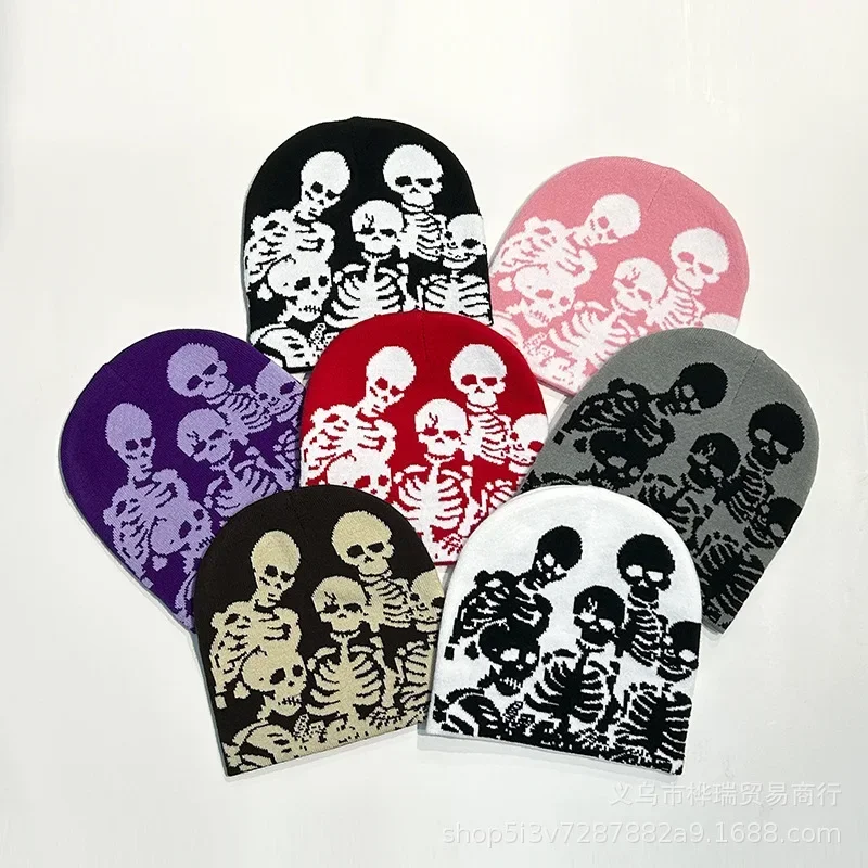 Topi Rajut Huruf Gotik Hangat Luar Ruangan Topi Pullover Uniseks Modis