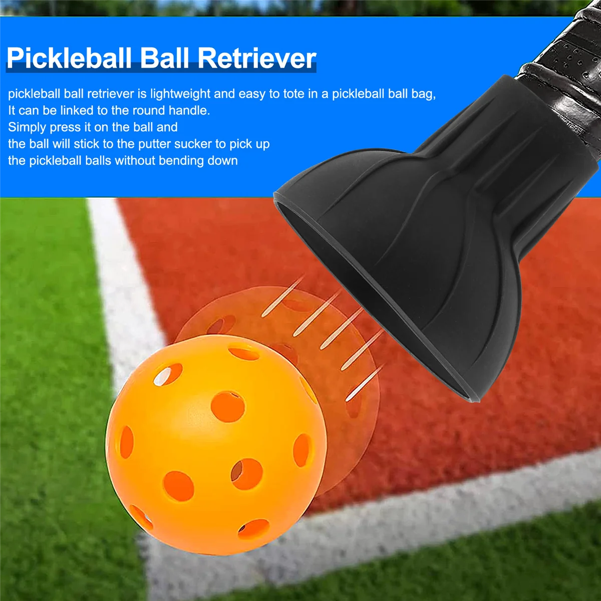 

B17CB Pickleball Ball Retriever, простой способ собирать Pickleballs без изгибания, подходит для любых стандартных лопаток Pickleball