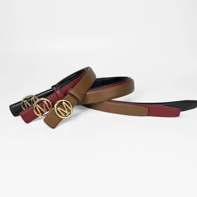 Women's PU Leather Belt with Lunar Button, Temperament Belt, Daily Decoration, Versatile Jeans, Fashion 2024