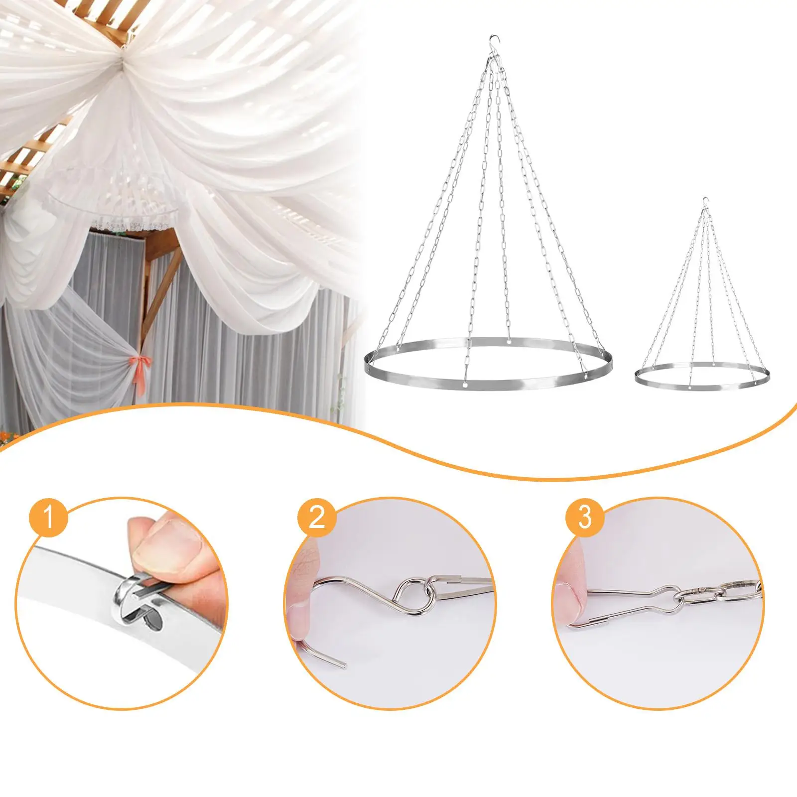 Ceiling Drapes Hanging Kit Wedding Decoration Elegant Display Sturdy with Hook for Sunroom Wedding Garden Rooftop Tree Trunk