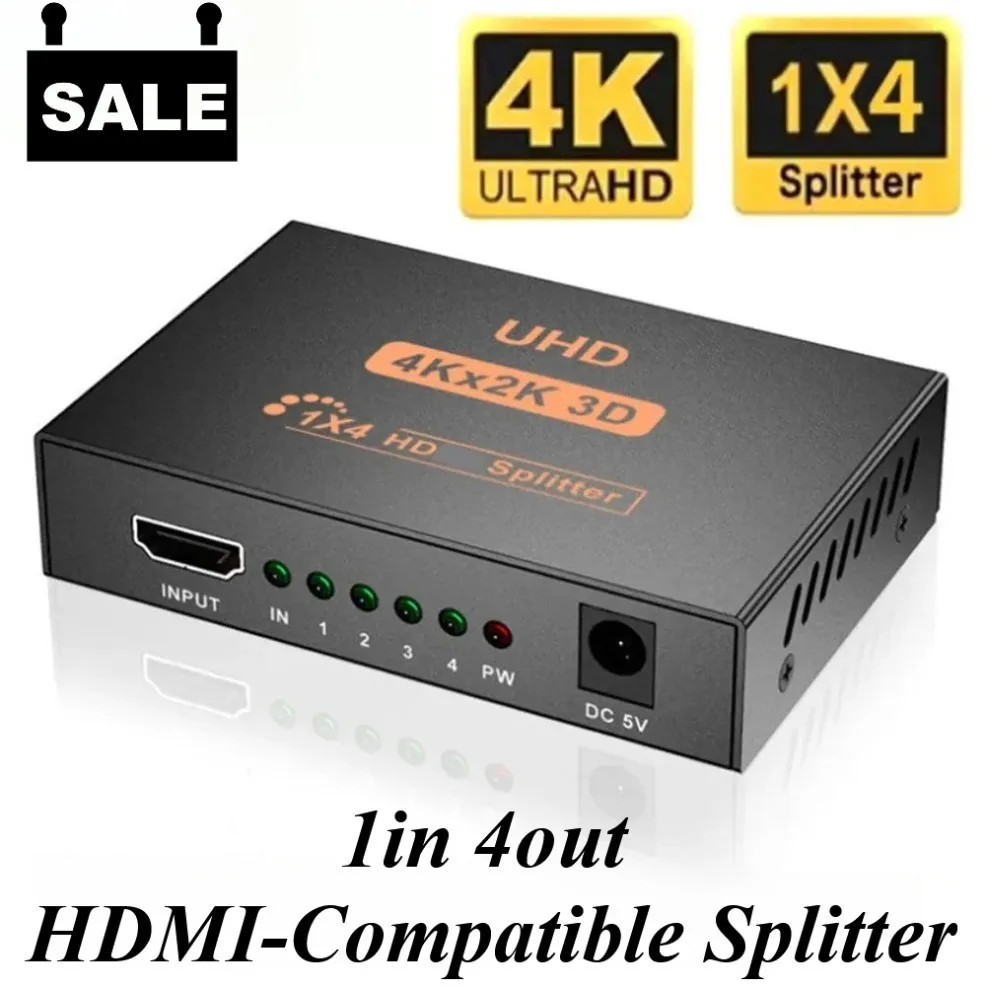 4K X 2K 1 in 4 out HDMI-compatible Splitter Switch UHD Video Switcher Cable Adapter Monitor Laptop PC HDTV Video Setup