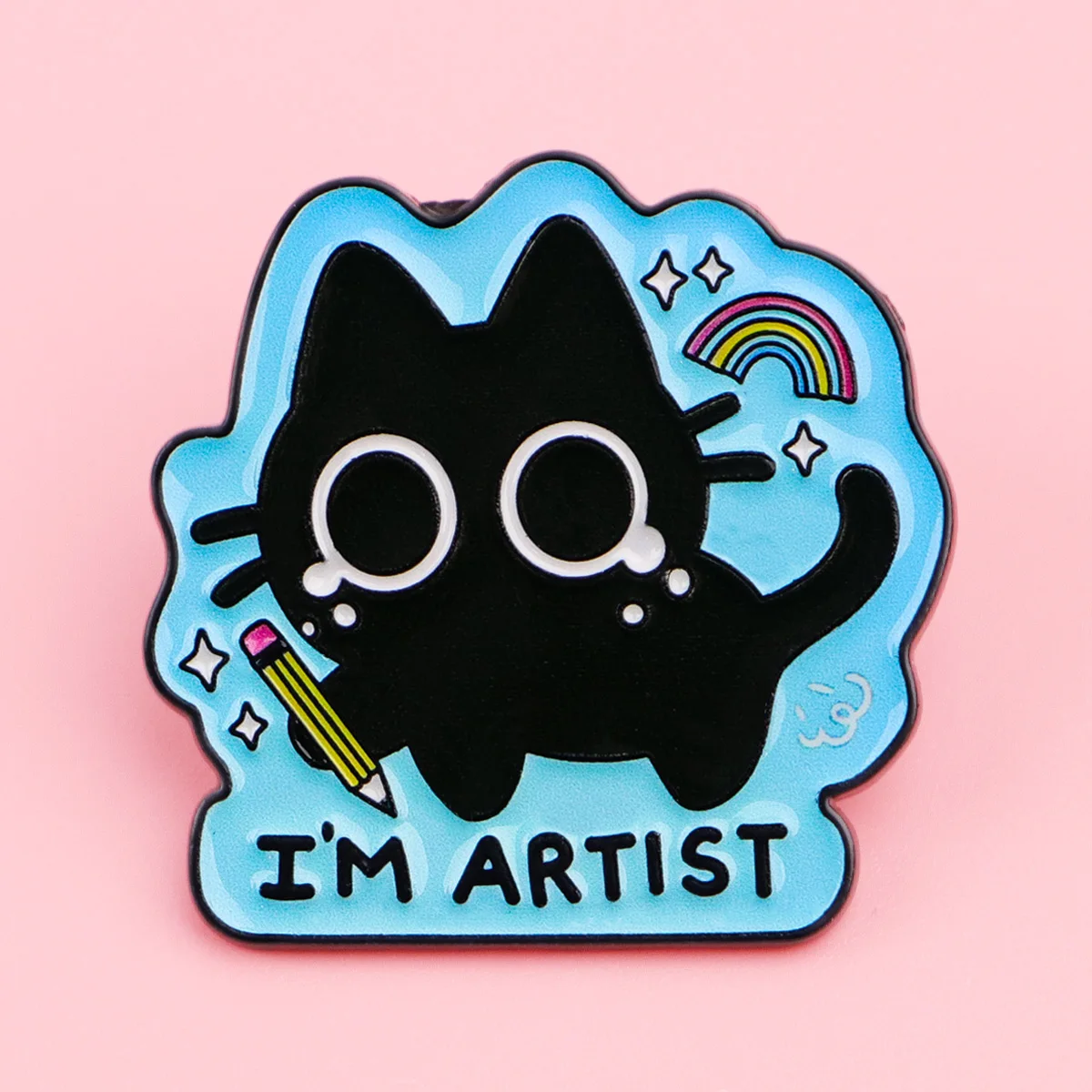 'I'M Artist' Zitate Emaille-Anstecknadel Niedliche Tiere Schwarze Katze Brosche Anstecknadeln Reversnadel Abzeichen für Rucksack Kleidung Accessoires Schmuck Geschenke
