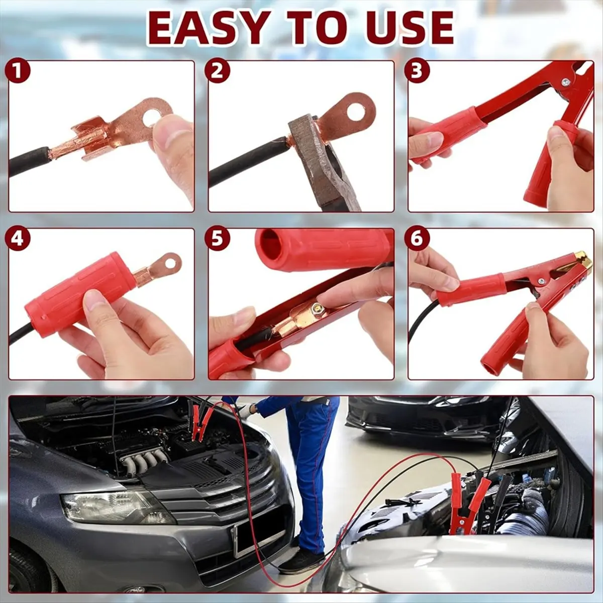 12 Pcs Battery Jumper Cable Clips 500-1000a with Insulating Sheath Jumper Cable Ends for Cables All Kinds of and Boats