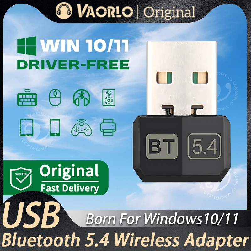 

USB Bluetooth Receiver Dongle Bluetooth 5.4 Adapter PC/Laptop Wireless Computer Adapter For Mouse Keyboard Win10/11 Driver Free