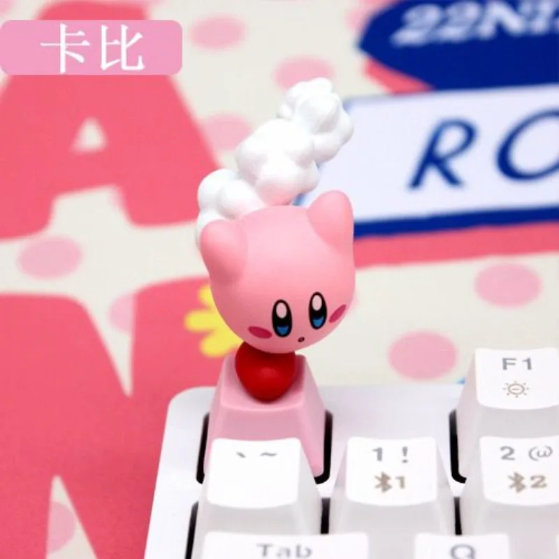 New Miniso Cartoon Kawaii Cute Pink Kirby DIY Resin Personalized Creative Keycap Keyboard Decoration Collection Toy Holiday Gift