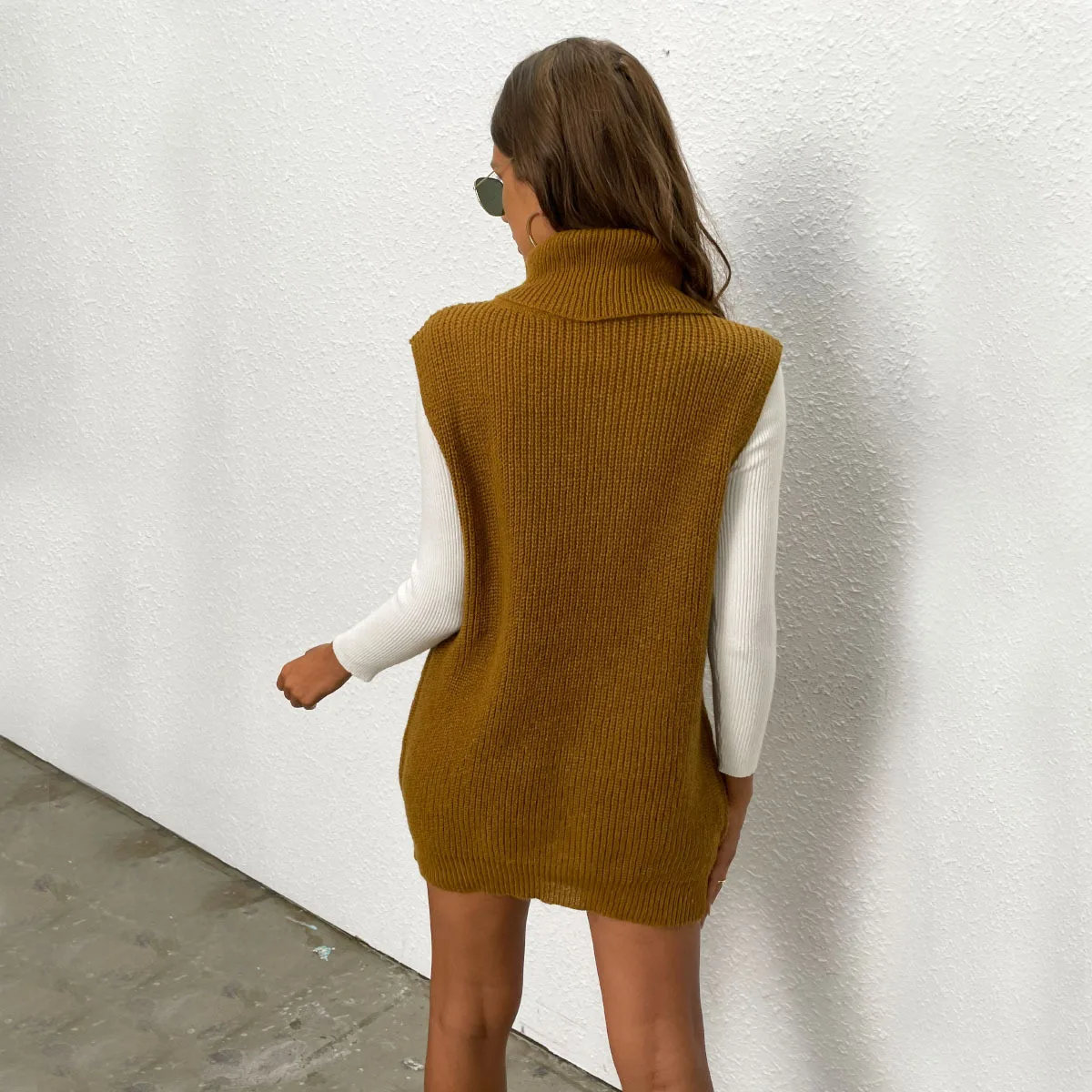 2024 Neuer Strickpullover mit Spitze und Spleißen für Damen, einteiliger Ausschnitt