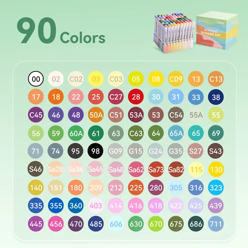 Imagen 2 del producto Arrtx 90 colores bolígrafos de pintura acrílica, rotuladores de pintura, para artistas adultos libro para colorear-punta de pincel para manualidades DIY haciendo 90B