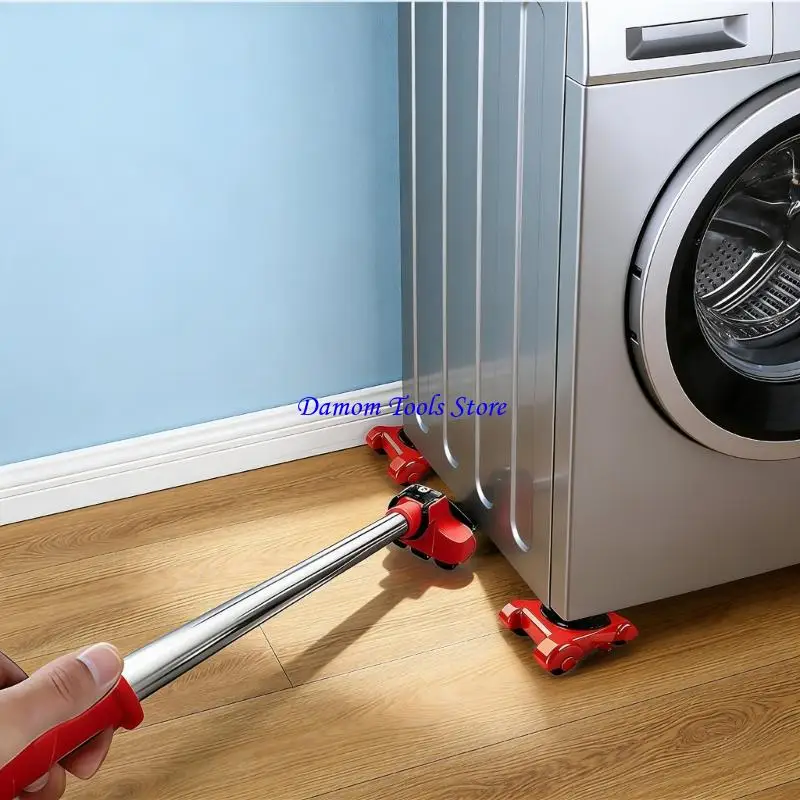 57BE Furniture Mover Tool Set Heavy Stuffs Moving Roller with Bar Furniture Mover