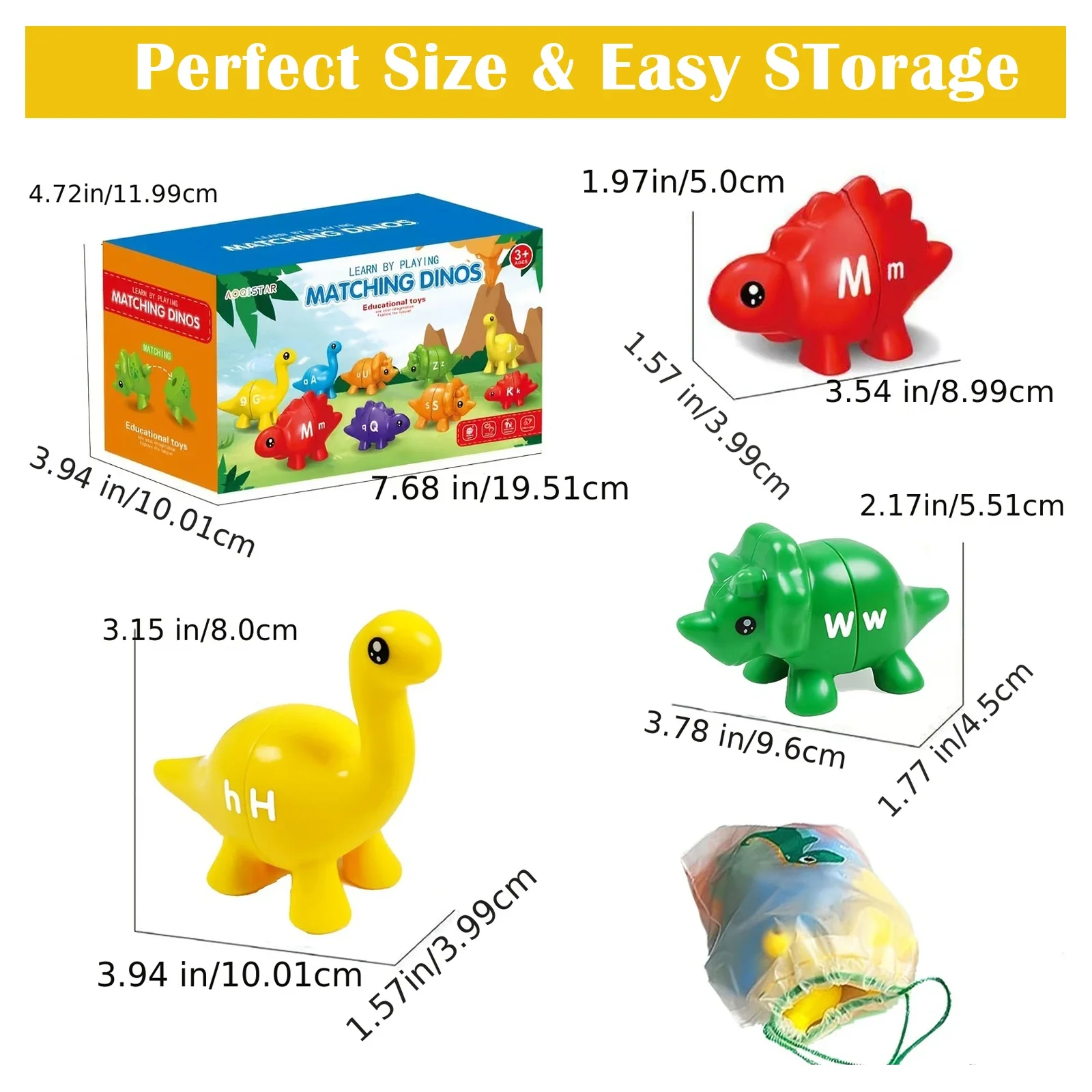 Dinosaurus Matching Game Alfabet Matching / Nummer Montessori Speelgoed voor kinderen Leren Kleuren Cijfers Letters