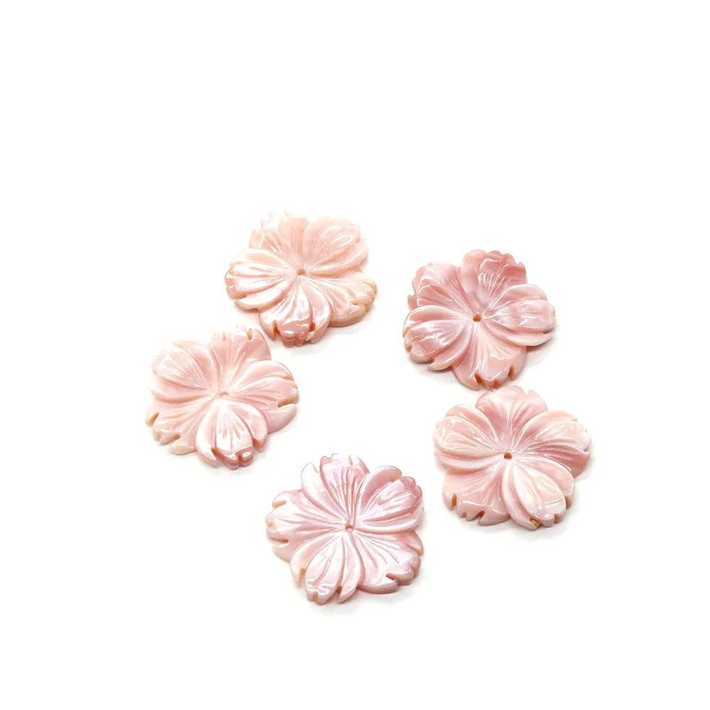 Natural Pink Shell Carving Flower Pendant 20-25mm Making Lovely and Elegant Ladies Jewelry Gift DIY Necklace Earring Bracelet