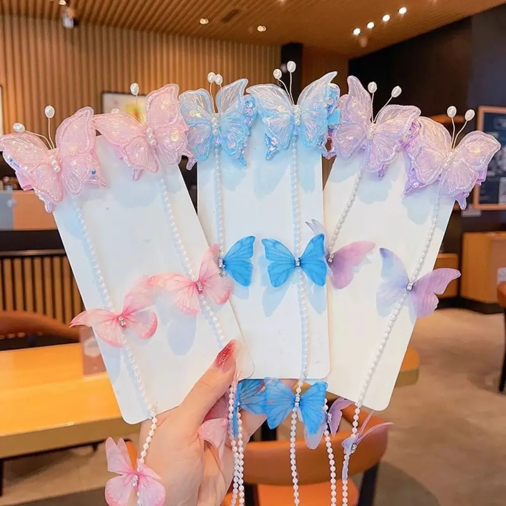 الحلو شبكة اللؤلؤ مضفر دبوس الشعر الملونة شرابة الفتيات المشابك أغطية الرأس سلسلة الشعر المضفر