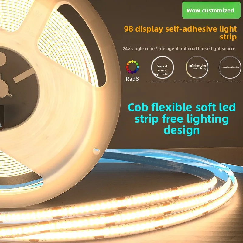 Luz cob de baixa tensão com faixa de luz led, dedo de exibição alto para sala de estar doméstica sem luz de linha de área escura